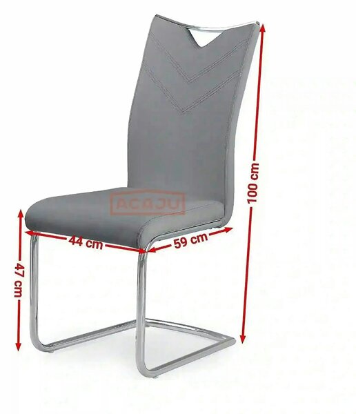 Scaun tapitat K224, gri/crom, piele ecologica/metal, 44X59X100 CM