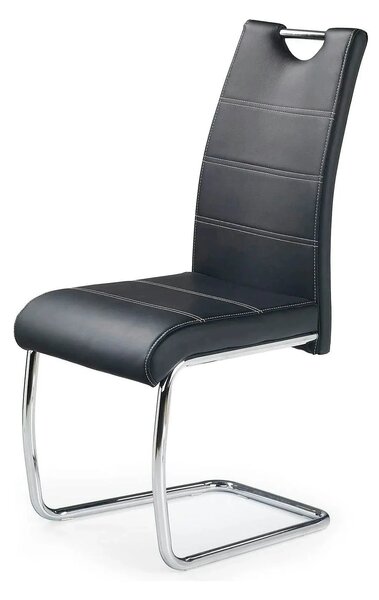Scaun tapitat piele ecologica K211, negru/crom, 42x60x97 cm