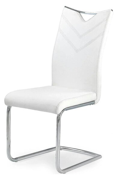Scaun tapitat K224, alb/crom, piele ecologica/metal, 44X54X100 CM