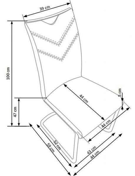 Scaun tapitat K224, alb/crom, piele ecologica/metal, 44X54X100 CM