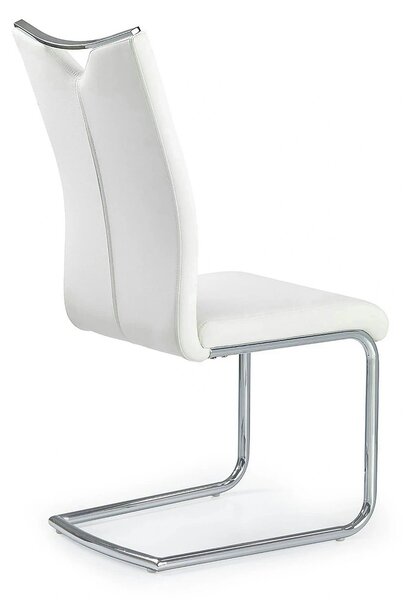 Scaun tapitat K224, alb/crom, piele ecologica/metal, 44X54X100 CM
