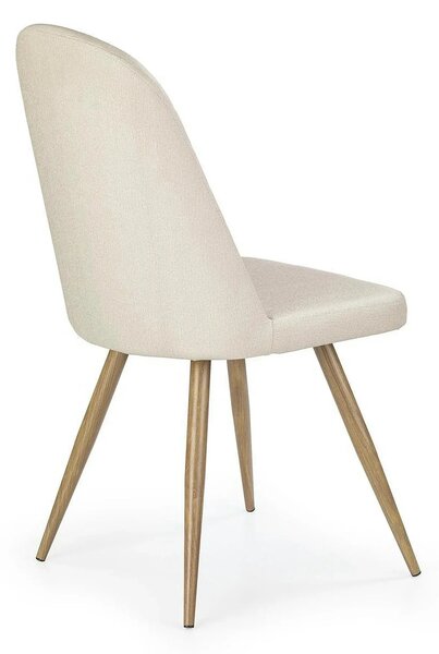 Scaun bucatarie tapitat K214, crem/stejar miere, piele ecologica/metal