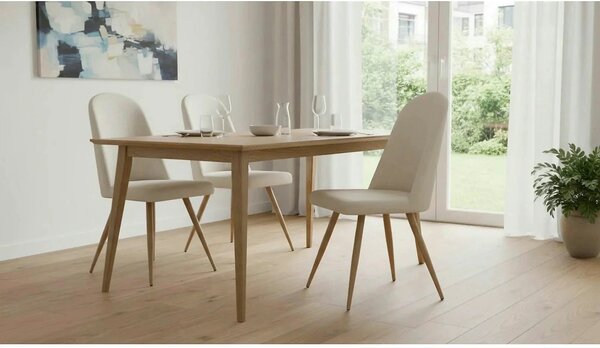 Scaun bucatarie tapitat K214, crem/stejar miere, piele ecologica/metal