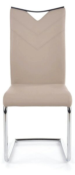 Scaune bucatarie inox K224, cappuccino/crom, piele ecologica/metal, 44