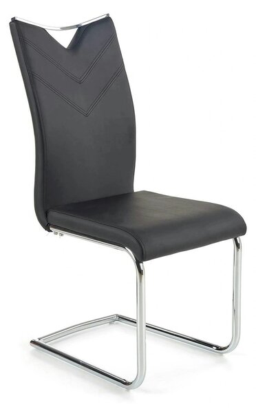 Scaun tapitat K224, negru/crom, piele ecologica/metal, 44X54X100 CM