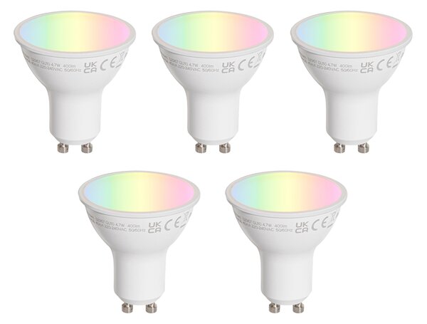 Set de 5 becuri LED GU10 50mm clare 4.7W 400 lm 2200-2400K