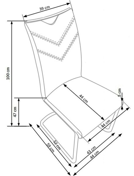 Scaun tapitat K224, negru/crom, piele ecologica/metal, 44X54X100 CM