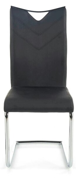 Scaun tapitat K224, negru/crom, piele ecologica/metal, 44X54X100 CM