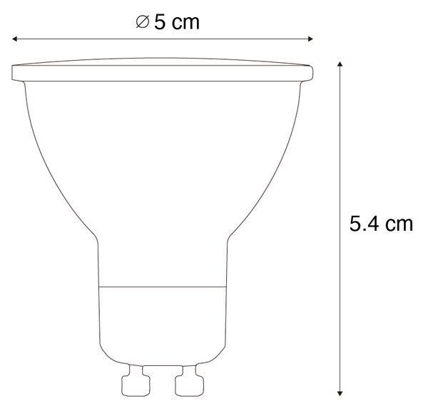 Set de 5 becuri LED GU10 50mm clare 3W 230 lm 2700K
