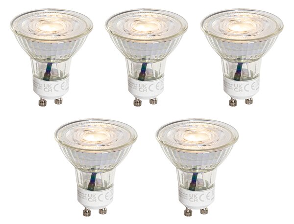 Set de 5 becuri LED GU10 50mm cu Kelvin reglabil în 3 trepte, transparente, 4,5W 380 lm 2000-2700K