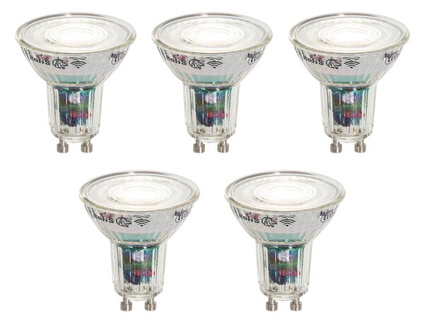 Set de 5 becuri LED inteligente GU10 50mm clare 4.8W 400 lm 1800-6500K
