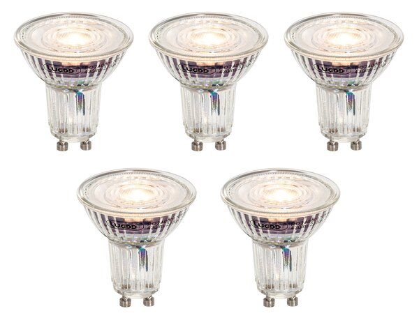 Set de 5 becuri LED GU10 50mm reglabile, clare, 4,9W, 430 lm, 2700K