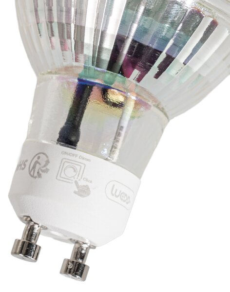 Set de 5 becuri LED GU10 50mm cu Kelvin reglabil în 3 trepte, transparente, 4,5W 380 lm 2000-2700K