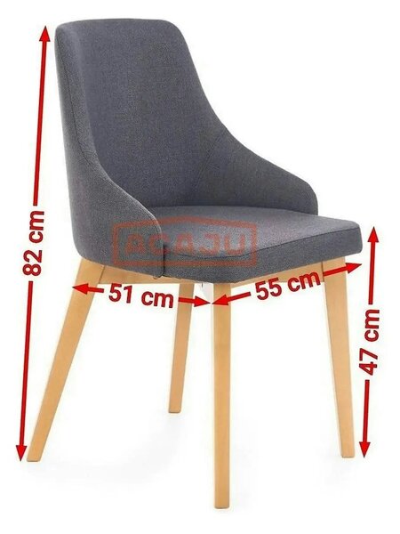 Scaun TOLEDO, gri inchis/stejar miere, stofa clasica, 55x51x82 cm