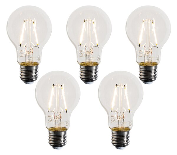 Set de 5 becuri LED E27 A60 transparente 3W 320 lm 2700K