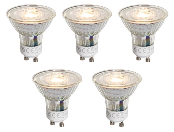 Set de 5 becuri LED GU10 50mm reglabile, clare, 4,5W, 365 lm, 2700K