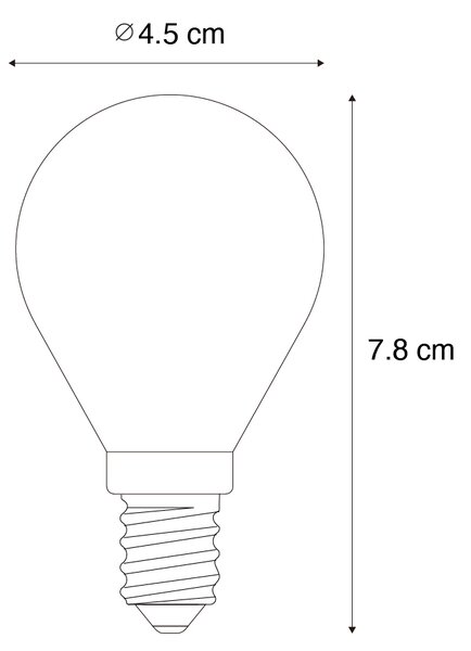 Set de 5 becuri cu filament LED E14, reglabile, G45, transparente, 4W, 470 lm, 2700K