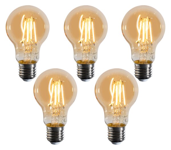 Set de 5 becuri LED E27 dimabile A60 aurii 4W 420 lm 2200K