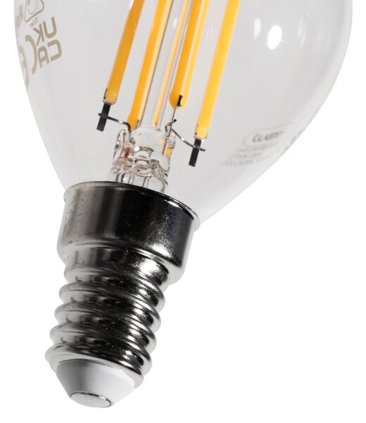 Set de 5 becuri cu filament LED E14, reglabile, G45, transparente, 4W, 470 lm, 2700K
