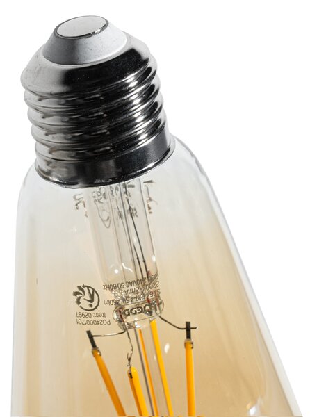 Set de 5 becuri LED cu filament E27, reglabile, ST64, aurii, 4,5 W, 450 lm, 2200 K