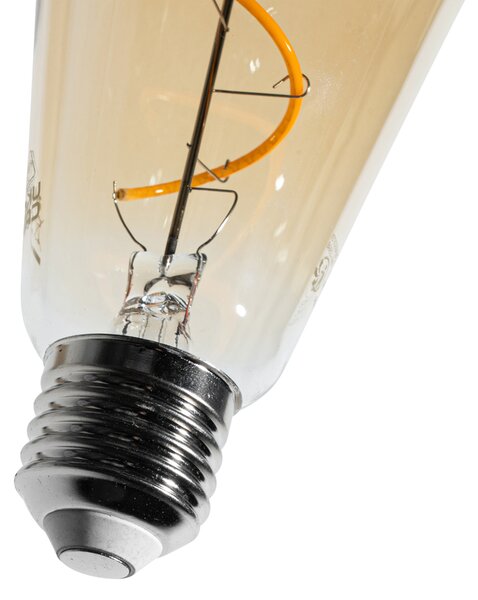 Set de 5 becuri LED E27 dimabile cu filament spiralat ST64 auriu 4W 270 lm 2100K