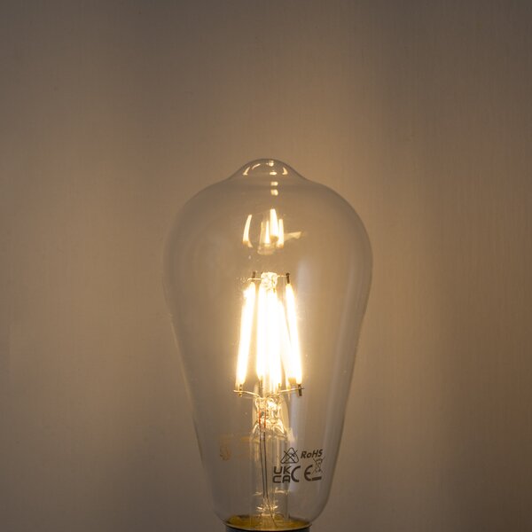 Set de 5 becuri cu filament LED E27 ST64 transparente 4W 470 lm 2700K