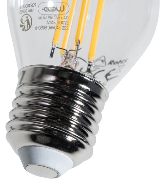 Set de 5 becuri cu filament LED E27, reglabile, G45, clare, 4W, 470 lm, 2700K