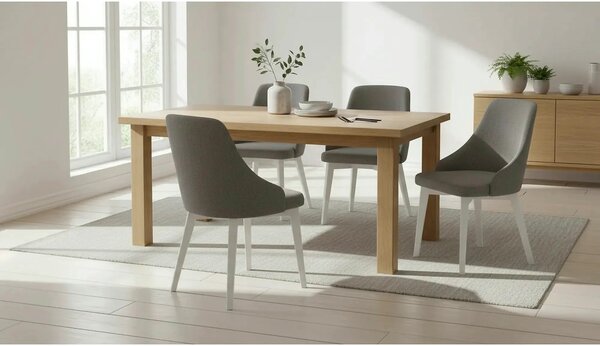 Scaun TOLEDO, gri/alb, stofa clasica/lemn de fag, 51x55x82 cm