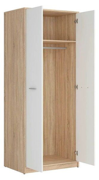 Dulap NEPO PLUS, alb/stejar sonoma, PAL, cu 2 usi, 80x55x197 cm