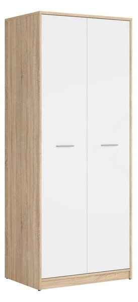 Dulap NEPO PLUS, alb/stejar sonoma, PAL, cu 2 usi, 80x55x197 cm