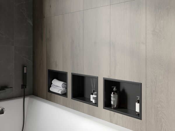 Mexen X-Wall-R, raft de perete cu guler 30 x 20 cm, negru mat, 1970302010