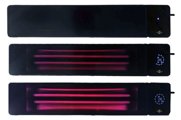 4500W/2250 Wați ElectricSun negru, incalzitor electric cu infrarosu, interior exterior, termostat cu Wi-Fi si APP internet TUYA, 100x18cm
