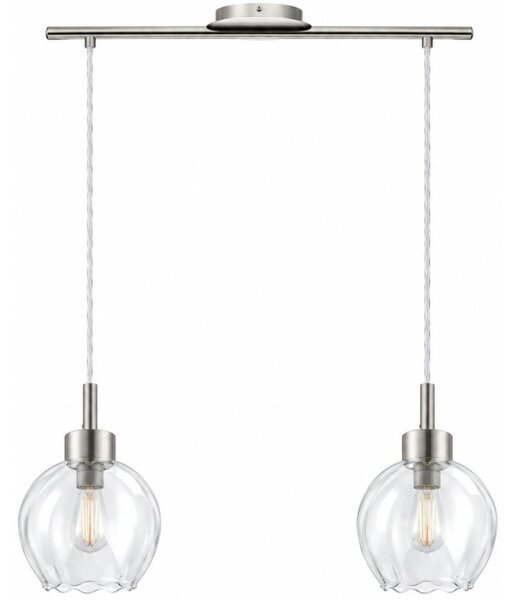 BRILAGI - Lustră LED suspendată pe cablu RETRO GLASS 2xE27/60W/230V crom mat/transparent
