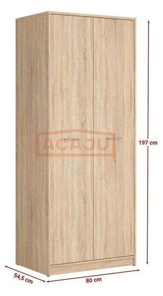 Dulap NEPO PLUS, stejar sonoma, PAL, cu 2 usi, 80x55x197 cm