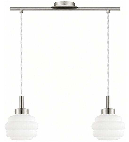 BRILAGI - Lampă suspendată LED pe cablu RETRO GLASS 2xE27/60W/230V crom mat/alb