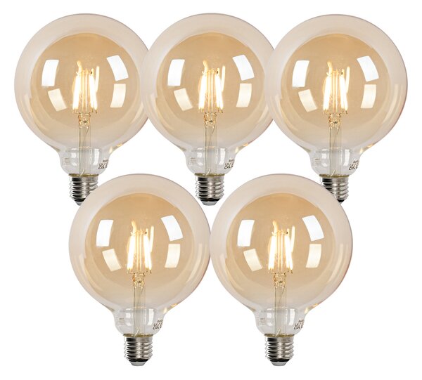 Set de 5 becuri LED inteligente E27 G125 aurii 4.9W 470lm 1800-4000K
