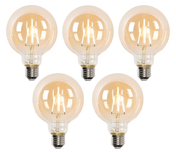 Set de 5 becuri LED E27 reglabile G95 4.9W 320 lm 2500K