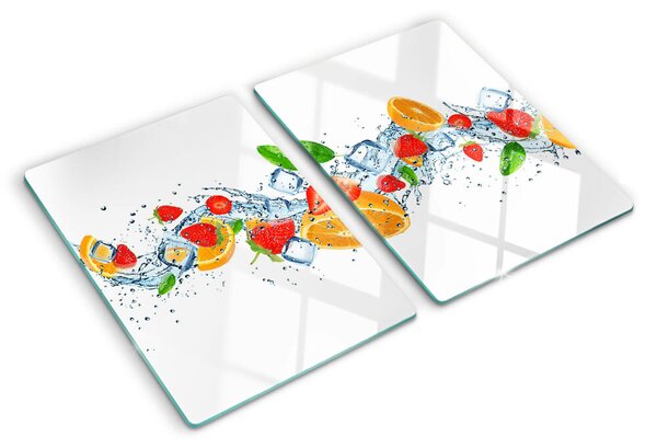 Tocător sticlă Fructe și frunze colorate