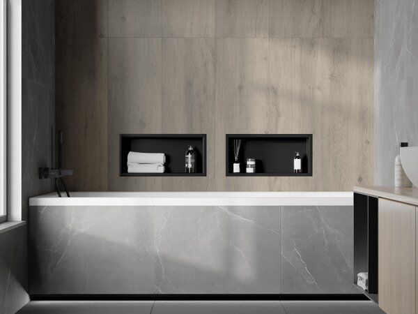 Mexen X-Wall-R, raft de perete cu guler 45 x 20 cm, negru mat, 1970452010