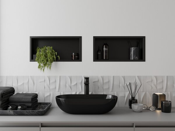 Mexen X-Wall-R, raft de perete cu guler 45 x 20 cm, negru mat, 1970452010