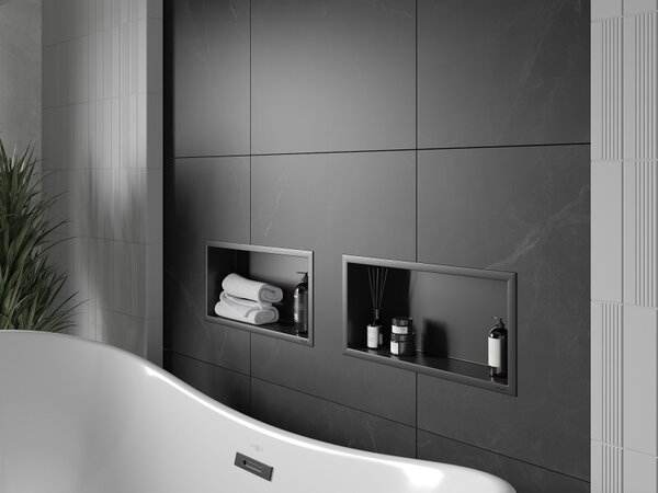 Mexen X-Wall-R, raft de perete cu guler 45 x 20 cm, negru mat, 1970452010