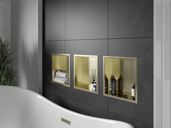 Mexen X-Wall-R, raft de perete cu guler 30 x 30 cm, auriu lucios, 1950303010