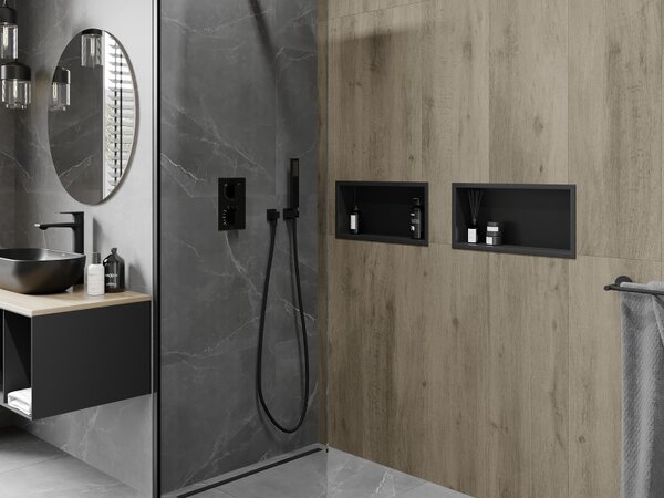 Mexen X-Wall-R, raft de perete cu guler 45 x 20 cm, negru mat, 1970452010