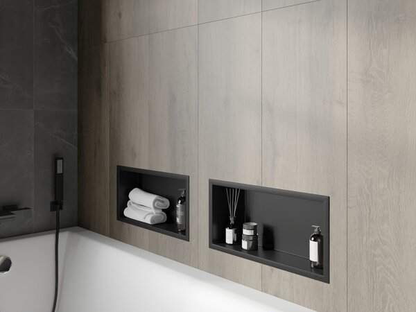 Mexen X-Wall-R, raft de perete cu guler 45 x 20 cm, negru mat, 1970452010