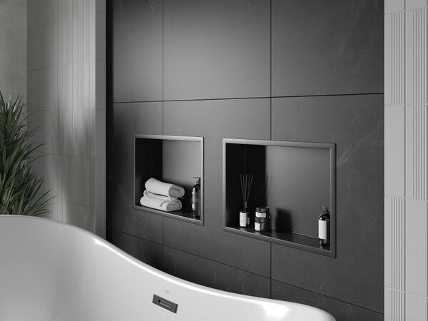 Mexen X-Wall-R, raft de perete cu guler 45 x 30 cm, negru mat, 1970453010