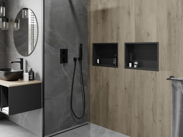 Mexen X-Wall-R, raft de perete cu guler 45 x 30 cm, negru mat, 1970453010