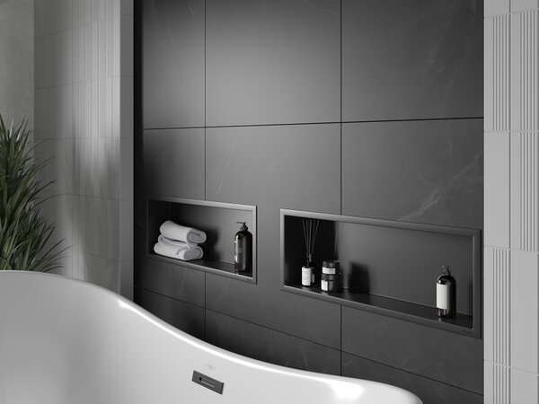 Mexen X-Wall-R, raft de perete cu guler 60 x 20 cm, negru mat, 1970602010