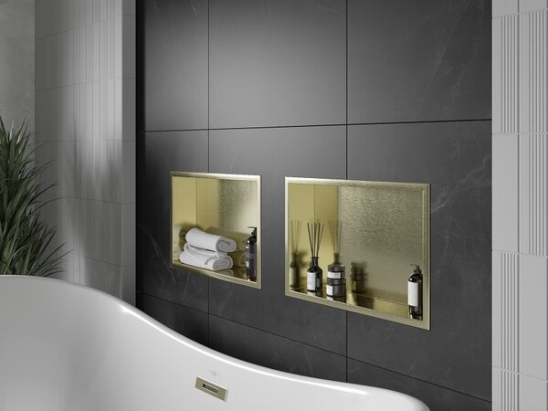 Mexen X-Wall-R, raft de perete cu guler 45 x 30 cm, auriu lucios, 1950453010