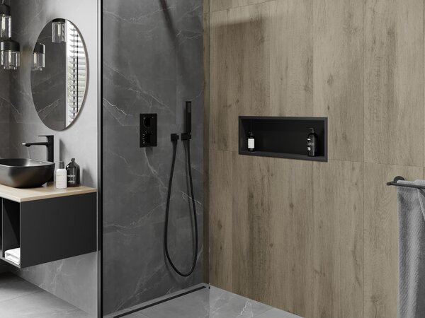 Mexen X-Wall-R, raft de perete cu guler 60 x 20 cm, negru mat, 1970602010