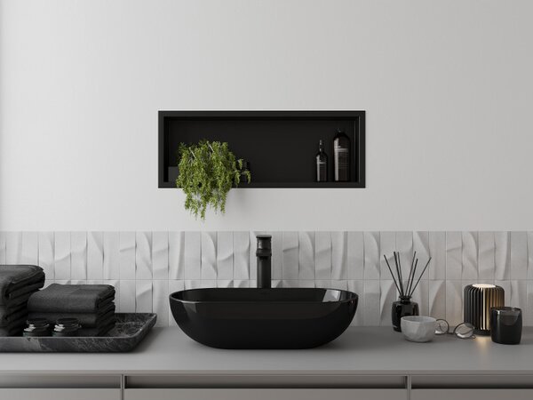 Mexen X-Wall-R, raft de perete cu guler 60 x 20 cm, negru mat, 1970602010